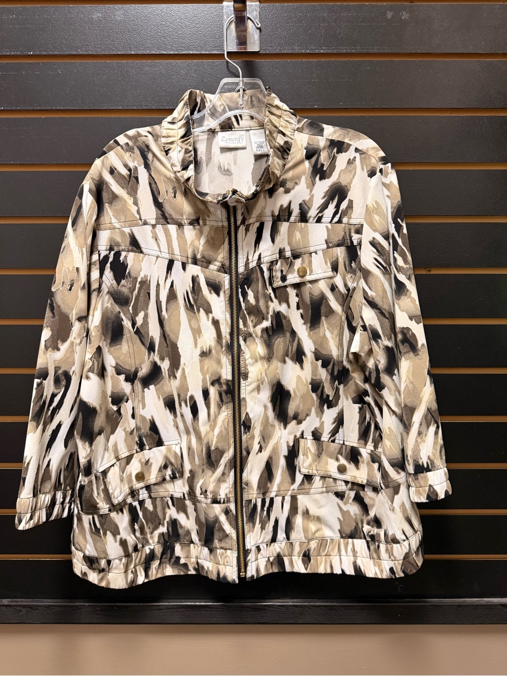 Zenergy by Chico’s XL Size 3 Abstract Print Stretch Utility Jacket